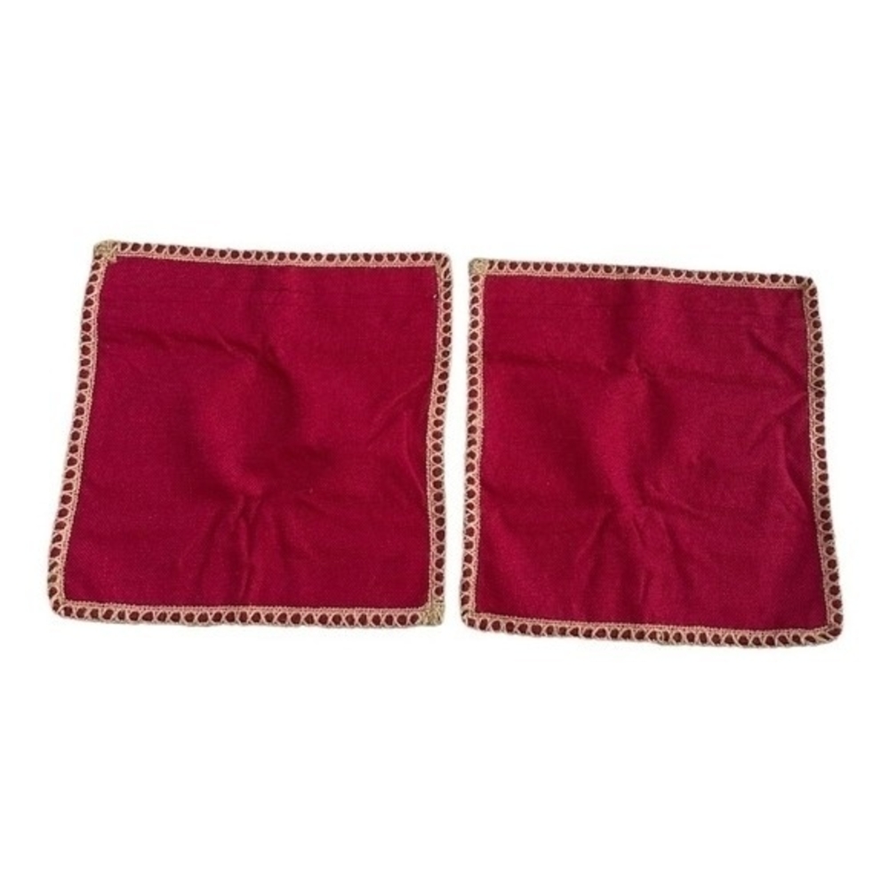 NianEr Burgundy Red Tan Decorative Pillow Covers 18"x18" Set of 2 Textured NIP